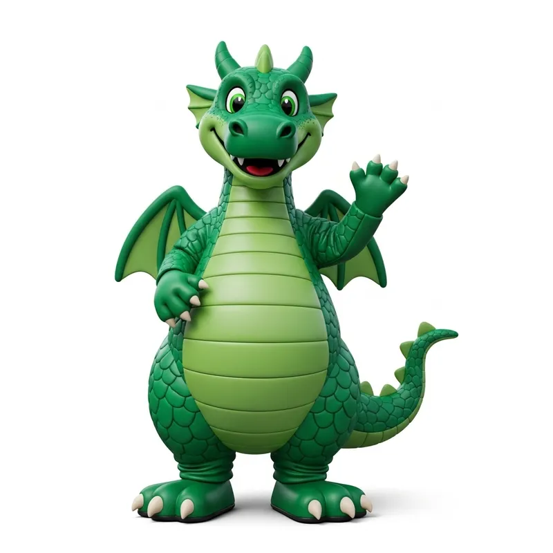 Friendly Green Dragon Mascot | Vibrant & Playful Character