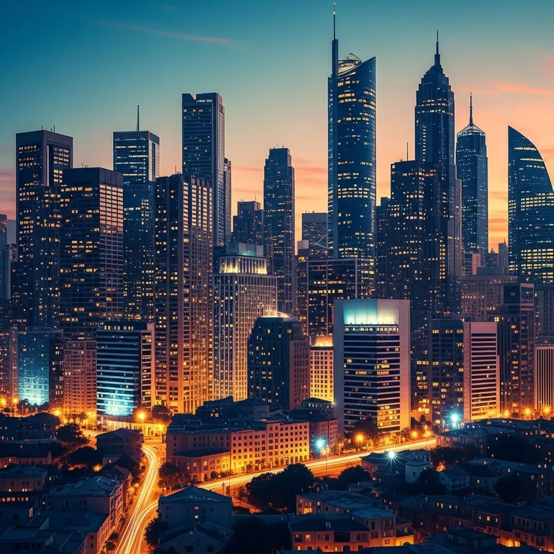 Abstract Urban Skyline Art: Lively Colorful Cityscape Abstract Urban Skyline Art: Lively Colorful Cityscape