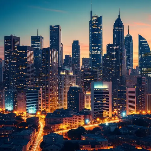 Abstract Urban Skyline Art: Colorful Cityscape Interpretation