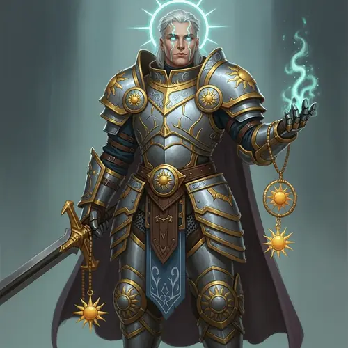Male Aasimar Lathander Cleric in Heavy Armor