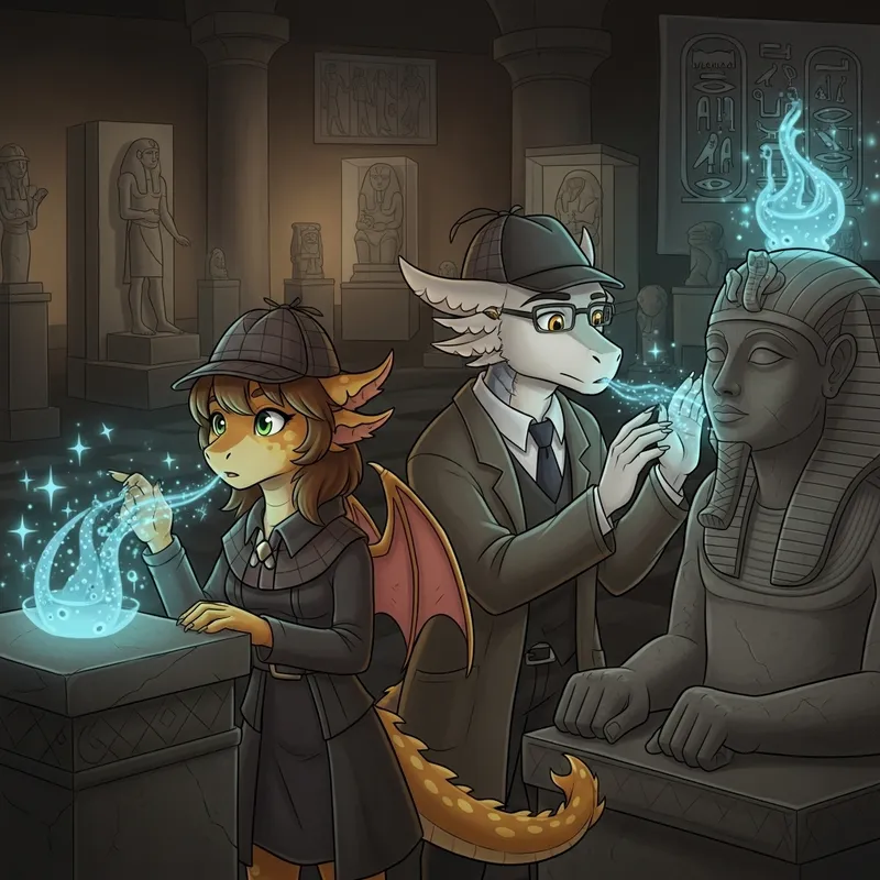 Mystery of Detective Dragon Ember & Professor Everbright in Ancient Pharaoh's Exhibit