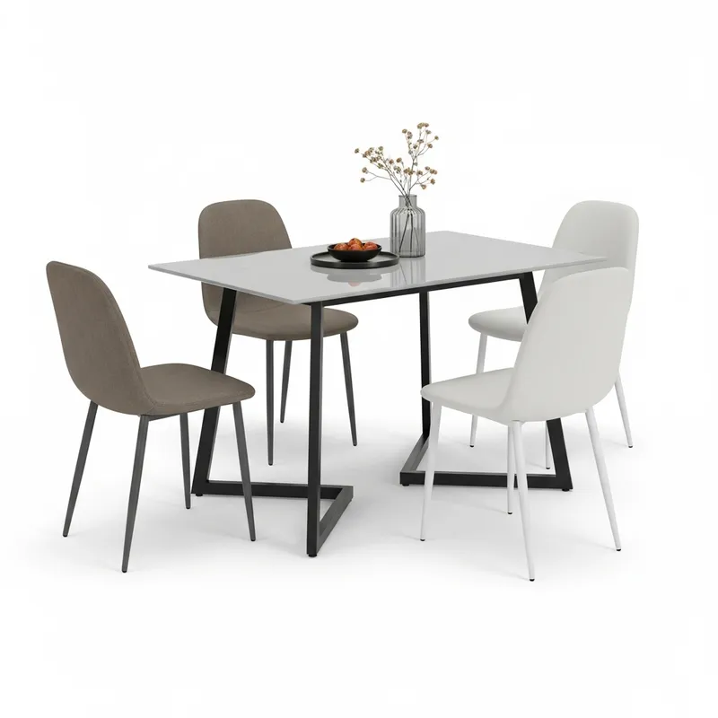 Contemporary 4 Seater Rectangular Dining Set with Minimalist Charm