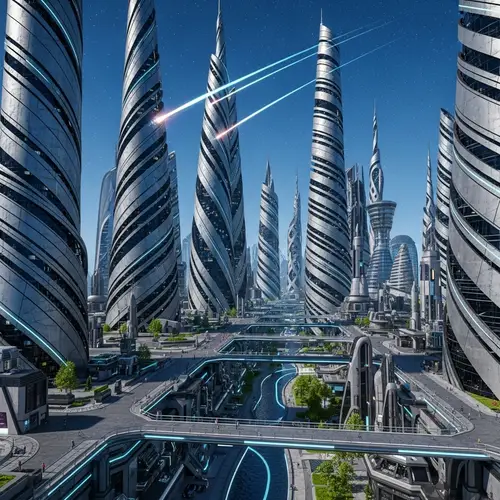 Futuristic Metallic Cityscape | Technological Marvel