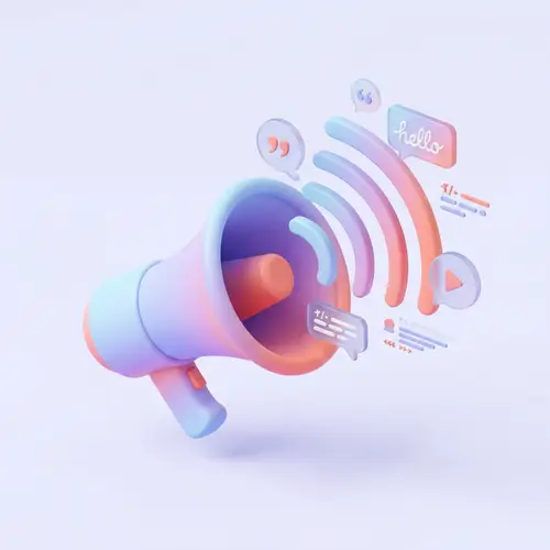 3D Isometric Megaphone Illustration - Modern Design