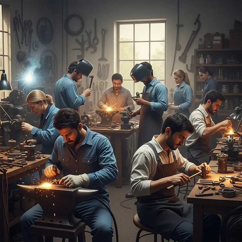 Diverse Artisan Hands at Maestranza - Craftsmanship Scene