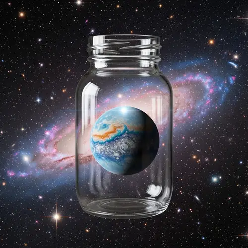 Celestial Planet in Jar: Captured Space Microcosm