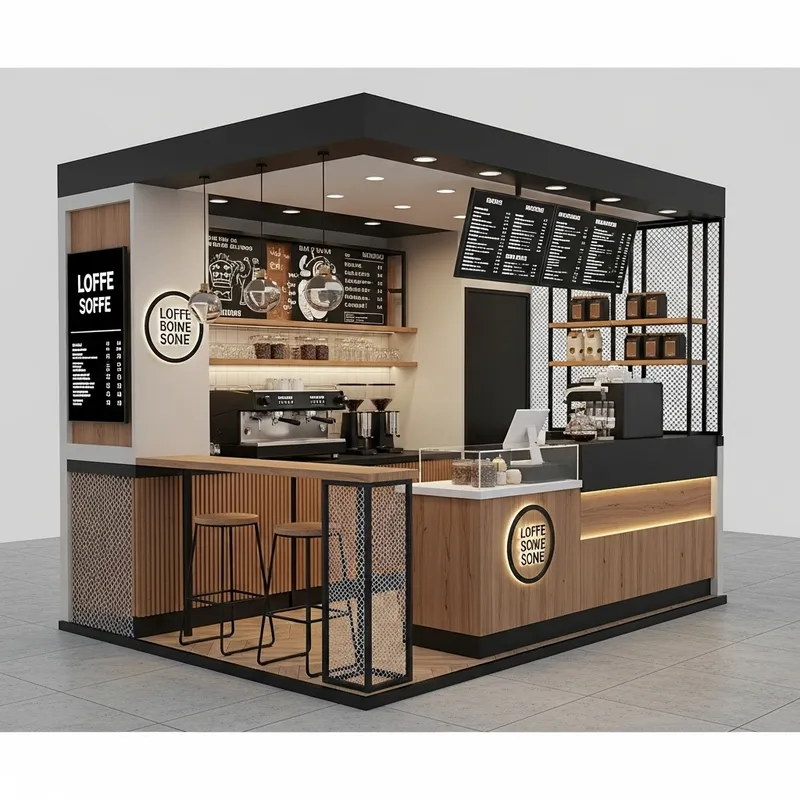 Sleek Minimalist Coffee Kiosk Design