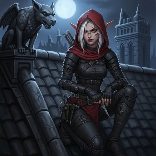Half-Elf Rogue Concept Art in Northern Moonlight