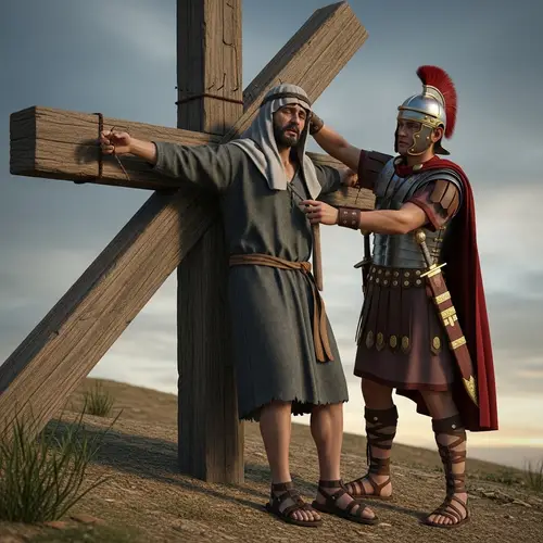 Hyper-Realistic Crucifixion Scene Depiction