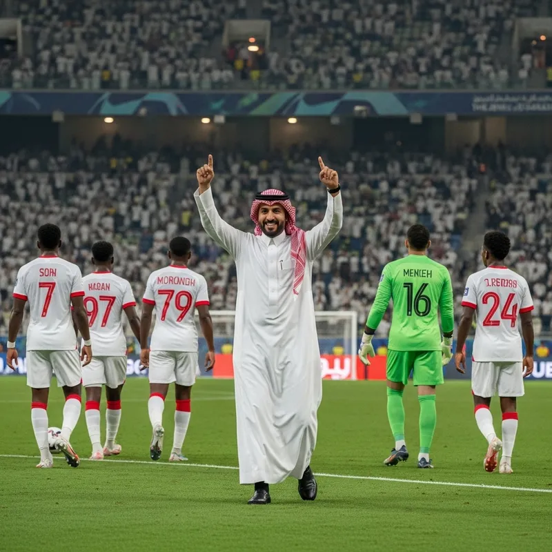 Saudi Businessman Celebrates Al Ahli FC Win with Top Players in Jeddah Stadium