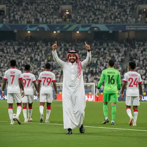 Middle-Eastern Saudi Businessman Celebrates Football Club Victory in Jeddah
