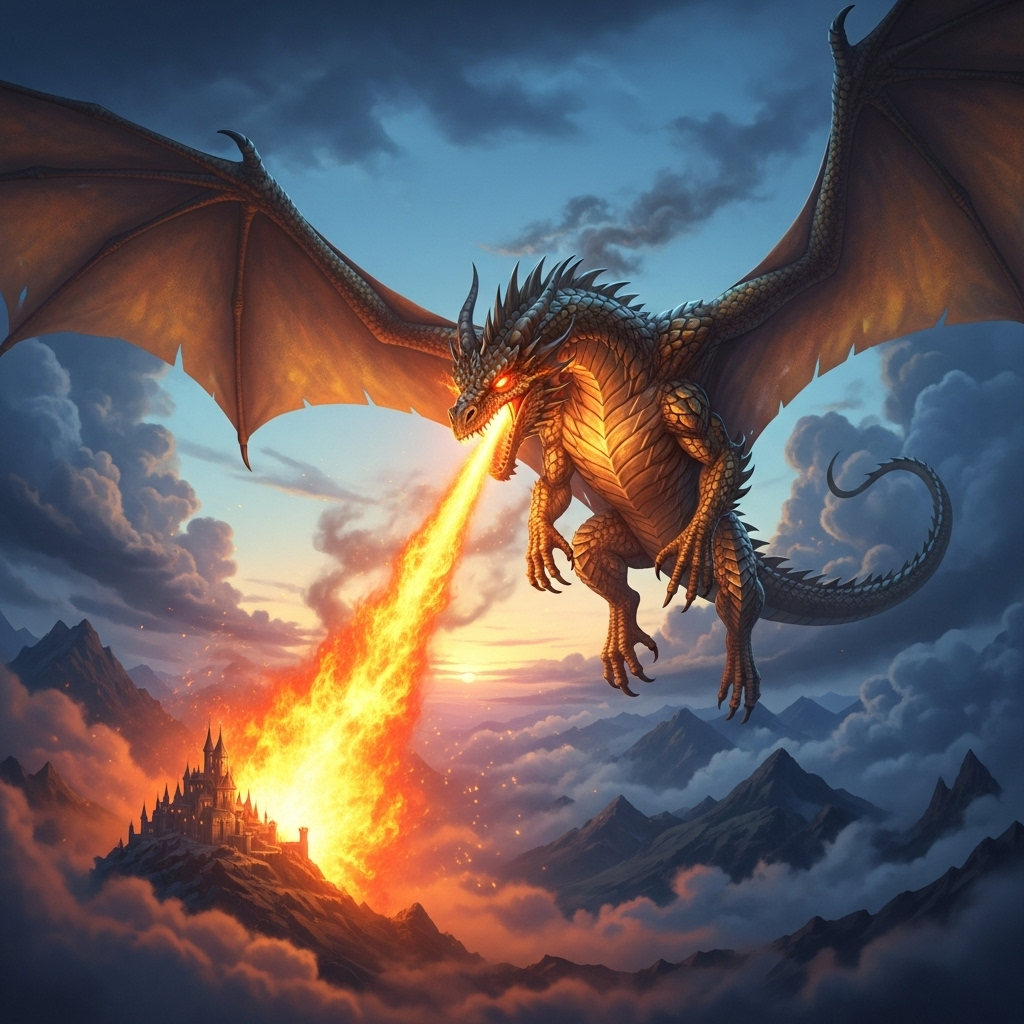Golden Fire Dragon | AI Art Generator | Easy-Peasy.AI