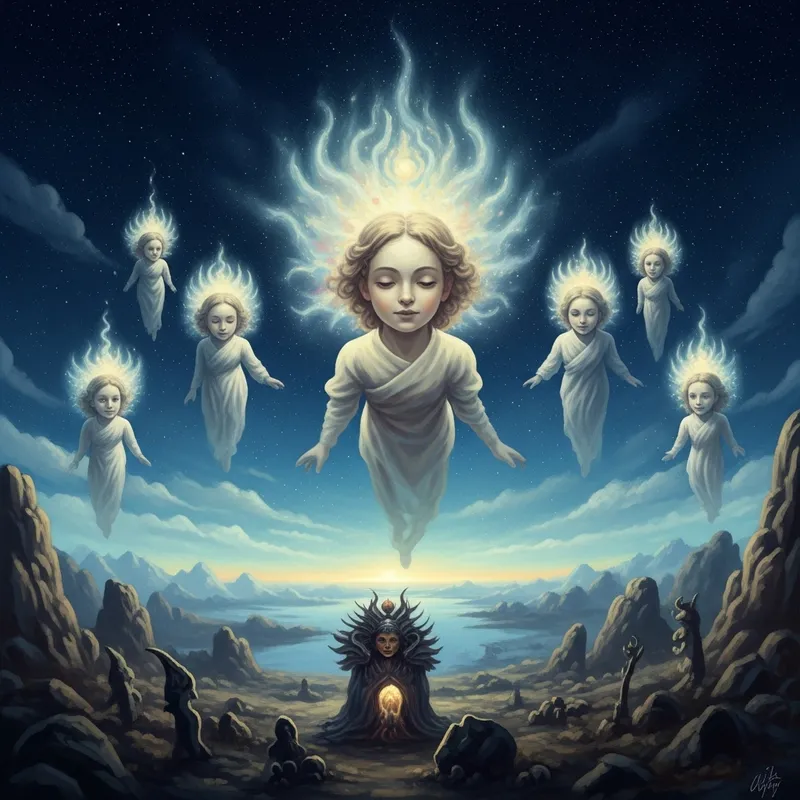 Otherworldly Entities in Celestial Cosmos: A Surreal Fantasy