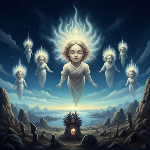 Otherworldly Entities in Serene Cosmos: Surrealism Art Inspiration