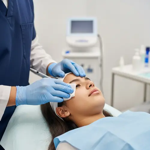 Dermatologist Procedure: Hispanic Girl's Clean Face Treatment