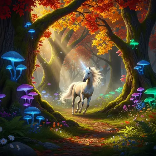 Enchanted Forest with Graceful Unicorn | Mythical Fantasy