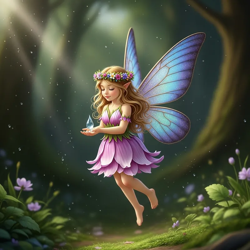 Captivating Naked Fairy - Intricate Wings & Petal Dress
