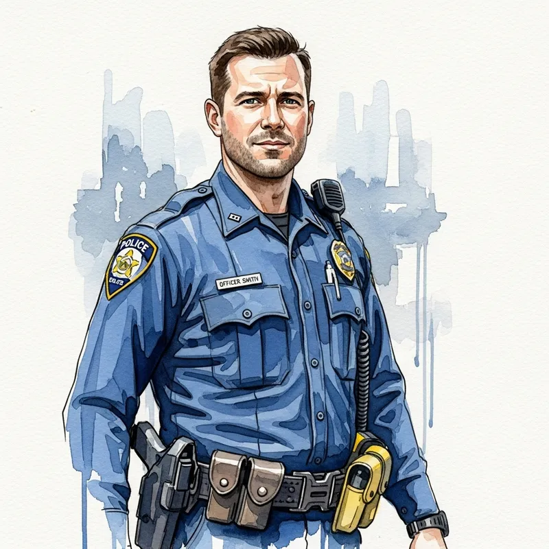 Watercolor Police Officer Art | Stylish Uniform Design