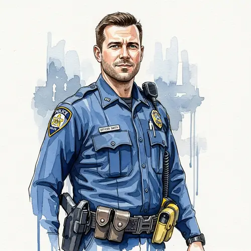 Watercolor Police Officer Art | Stylish Uniform Design