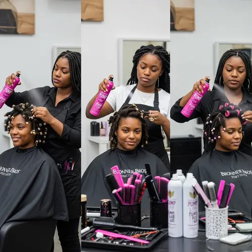 Expert Black Beauticians with Bronner Bros Hair Spray
