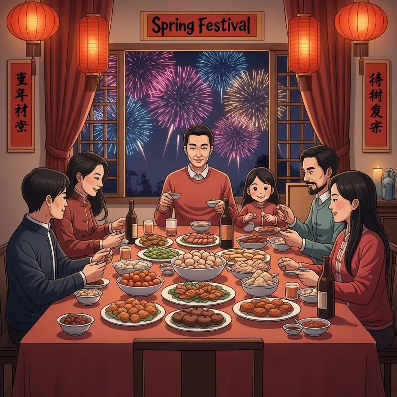 Chinese Spring Festival Family Dinner | Festive Atmosphere & Joyful Harmony