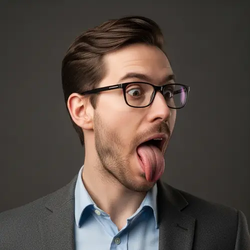 Caucasian Man with Long Tongue - Close-Up Photo