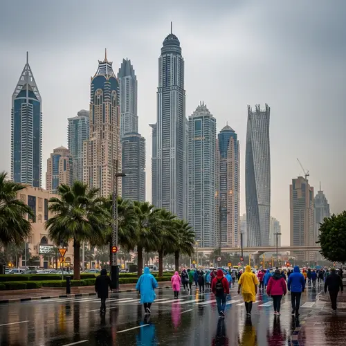 Dubai Rain: Cityscape View on a Rainy Day