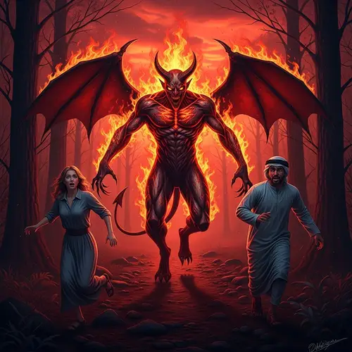 Devil in Flames: A Chilling Fantasy Scene