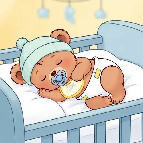 Adorable Newborn Bear Cub in Diaper Sleeping Peacefully