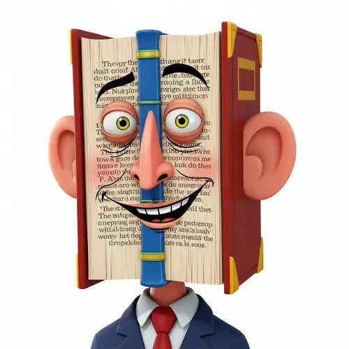Animated Character with Book Head - Unique Cartoon Design
