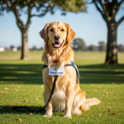 Radiant Golden Retriever Therapy Dog in Tranquil Setting