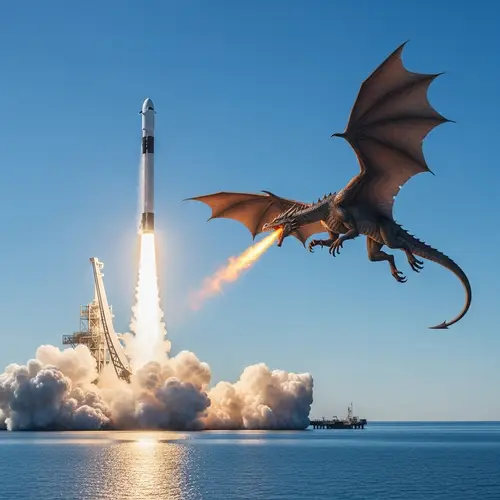 SpaceX Rocket vs. Medieval Dragon: Epic Clash in the Sky