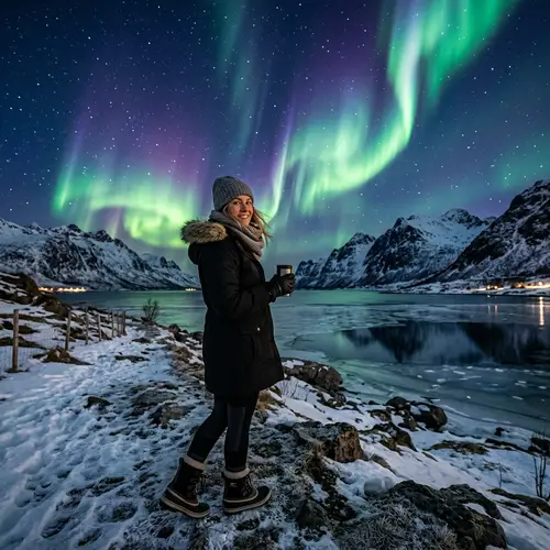 Stunning Model Under the Northern Lights