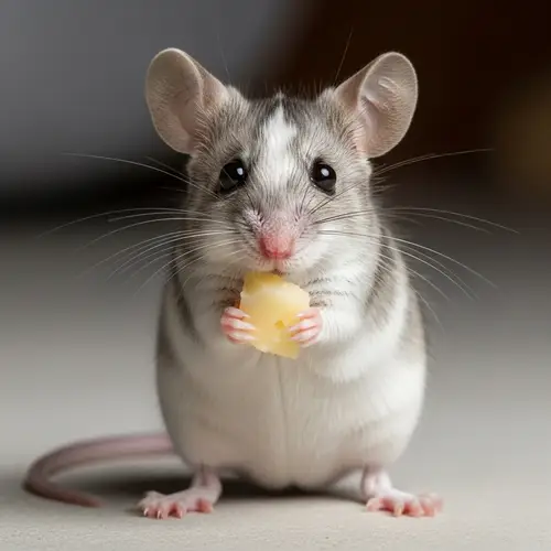 Adorable Mouse with Cheese - Curious Rodent Image