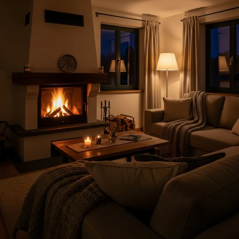 Cozy Night in a Warm Living Room