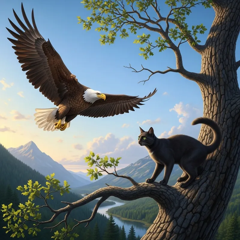 Cat and Eagle: Nature's Unique Pairing