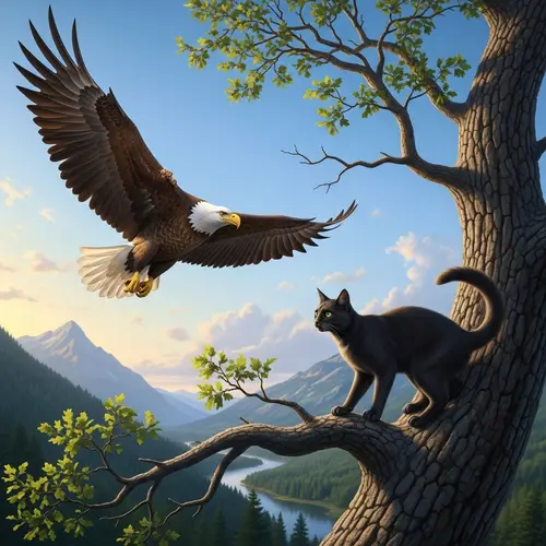 Cat and Eagle: Nature's Unique Pairing