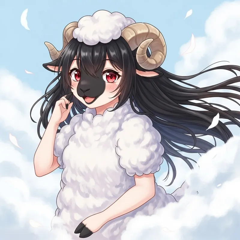 Whimsical Sheep Girl Illustration | Dreamy Art Style
