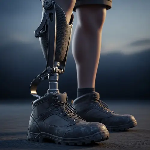 Highly Detailed Prosthetic Leg for Rough Terrain | Military Shoes Design