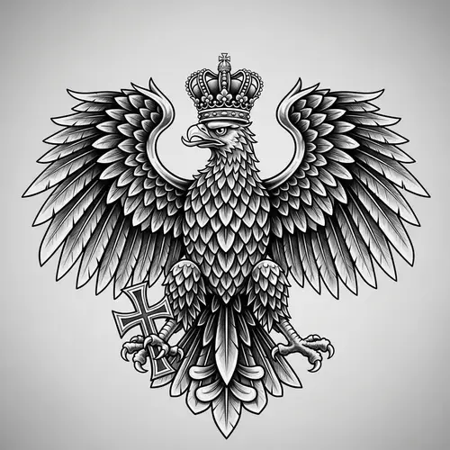 Polish Eagle Tattoo Design with Crown and Cross