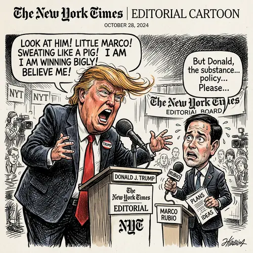 Trump and Rubio Caricature in NY Times Style