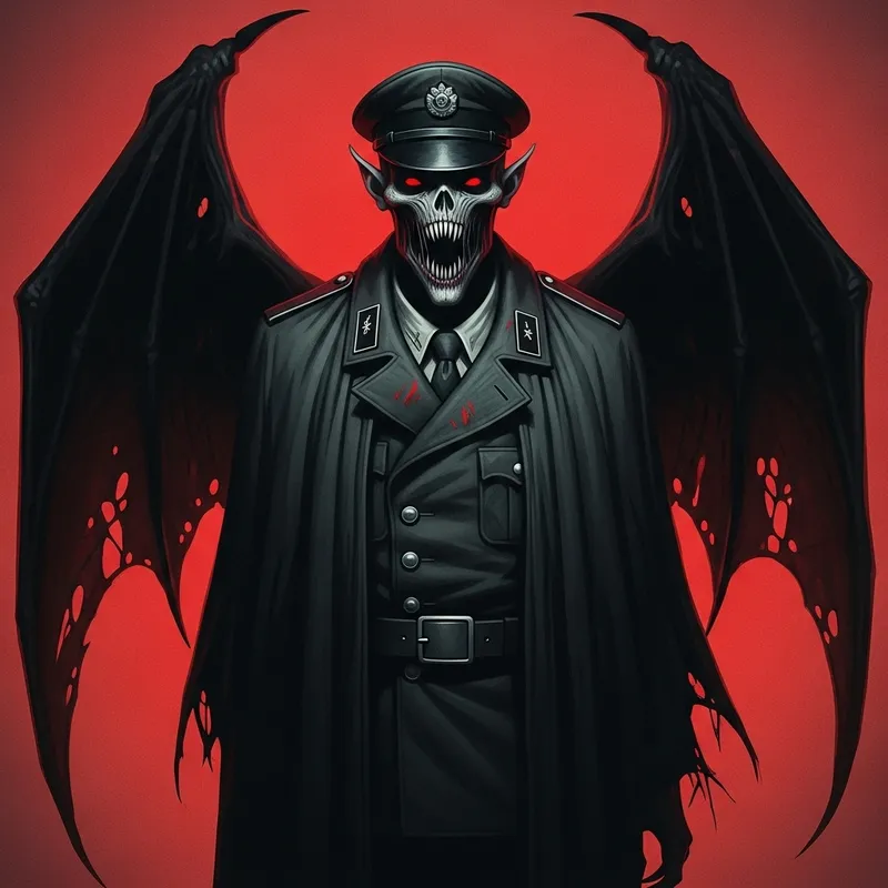 Malevolent WWII Demon: Eerie Vintage Military Portrait