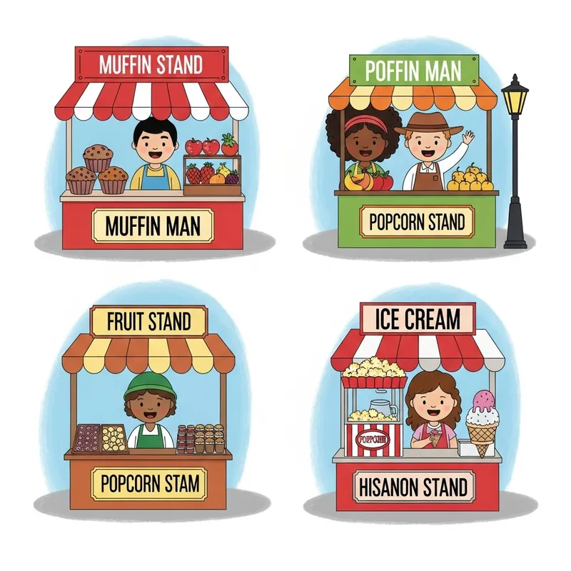 Colorful Muffin Man Stage Set - Kindergarten Play