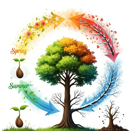 Life Cycle: Seed to Tree, Seasons Changing - Abstract Art