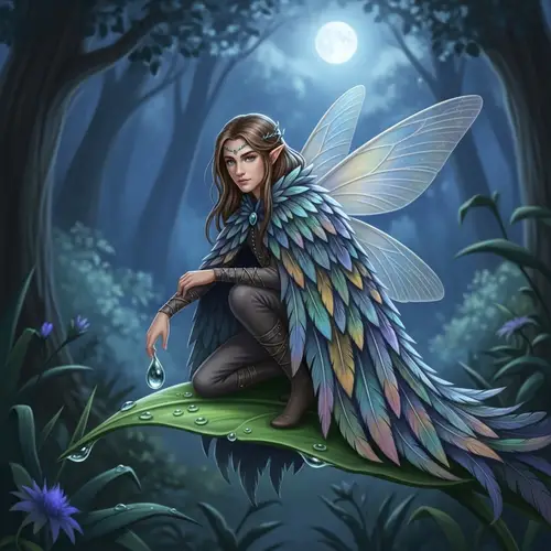 Enchanting Androgynous Fairy in Feathered Cloak