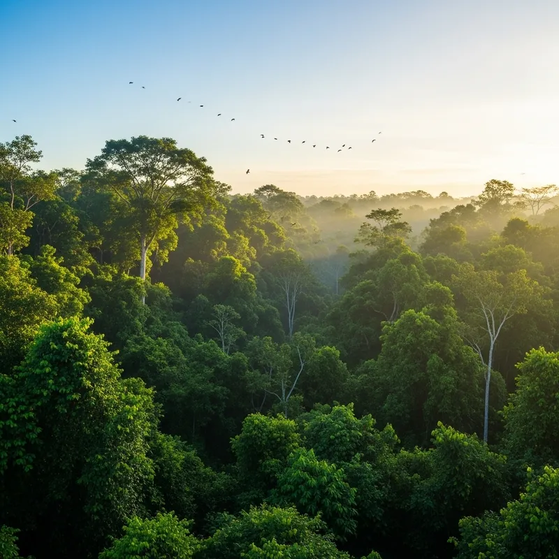 Breathtaking Morning Jungle Views with Sunlight