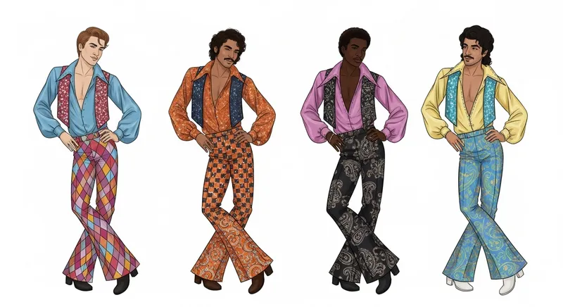 Iconic 70s Male Dancers with Vibrant Costumes