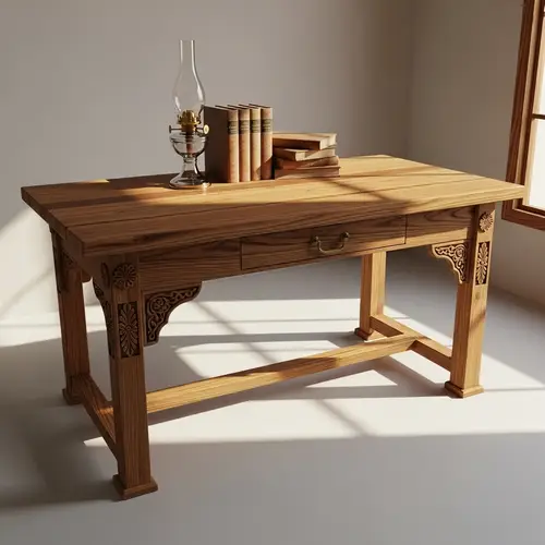 Rustic Wooden Table with Vintage Décor
