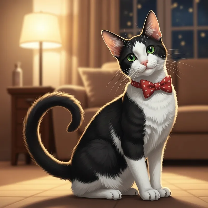 Mystical Black and White Cat with Intriguing Eyes