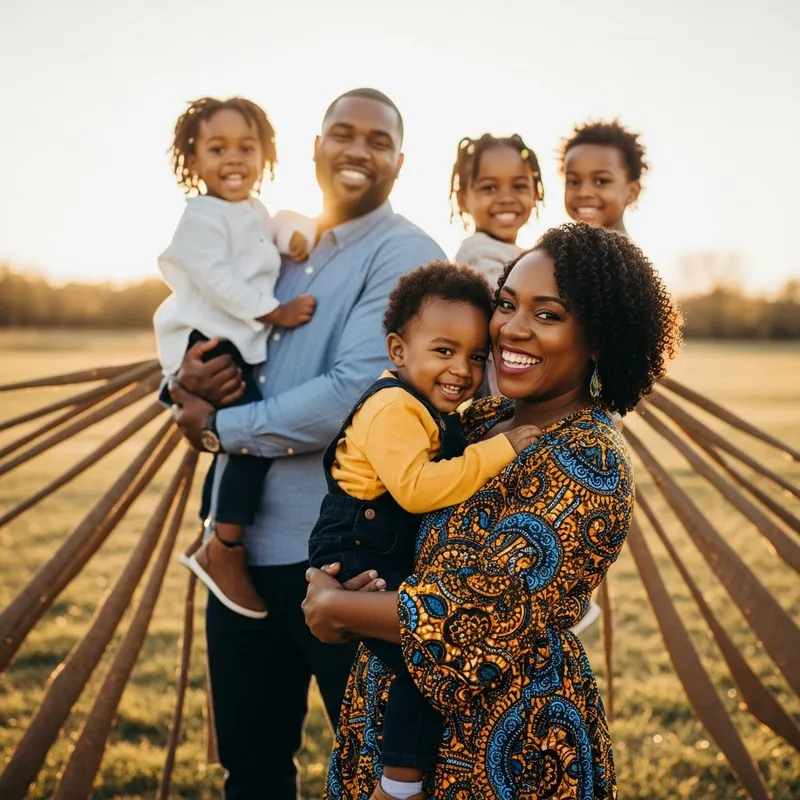 African Family Love and Unity with Children